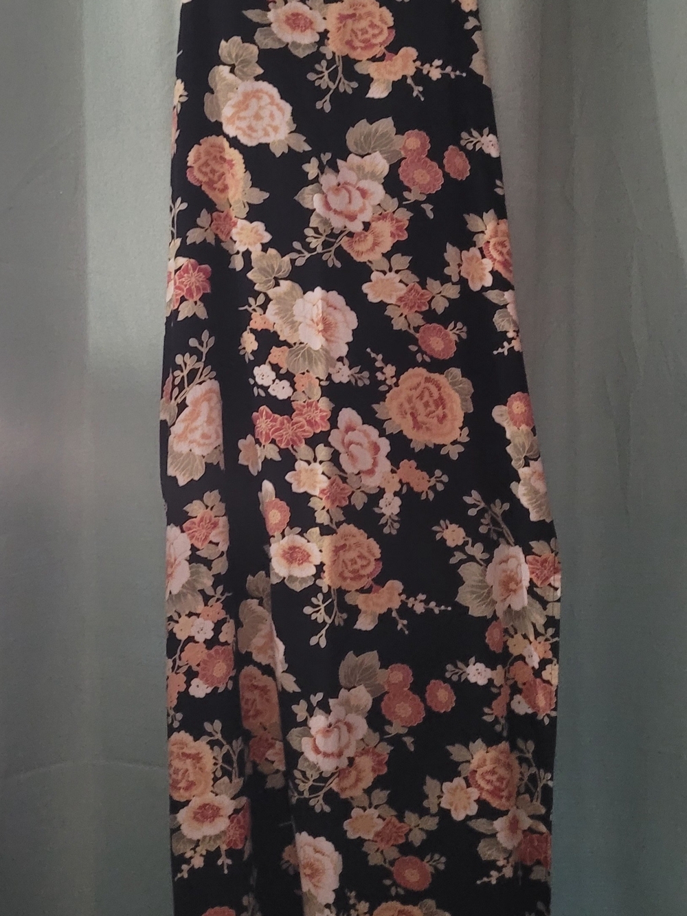 Forever 21 Black Maxi Dress with Peach & Cream Floral Print
